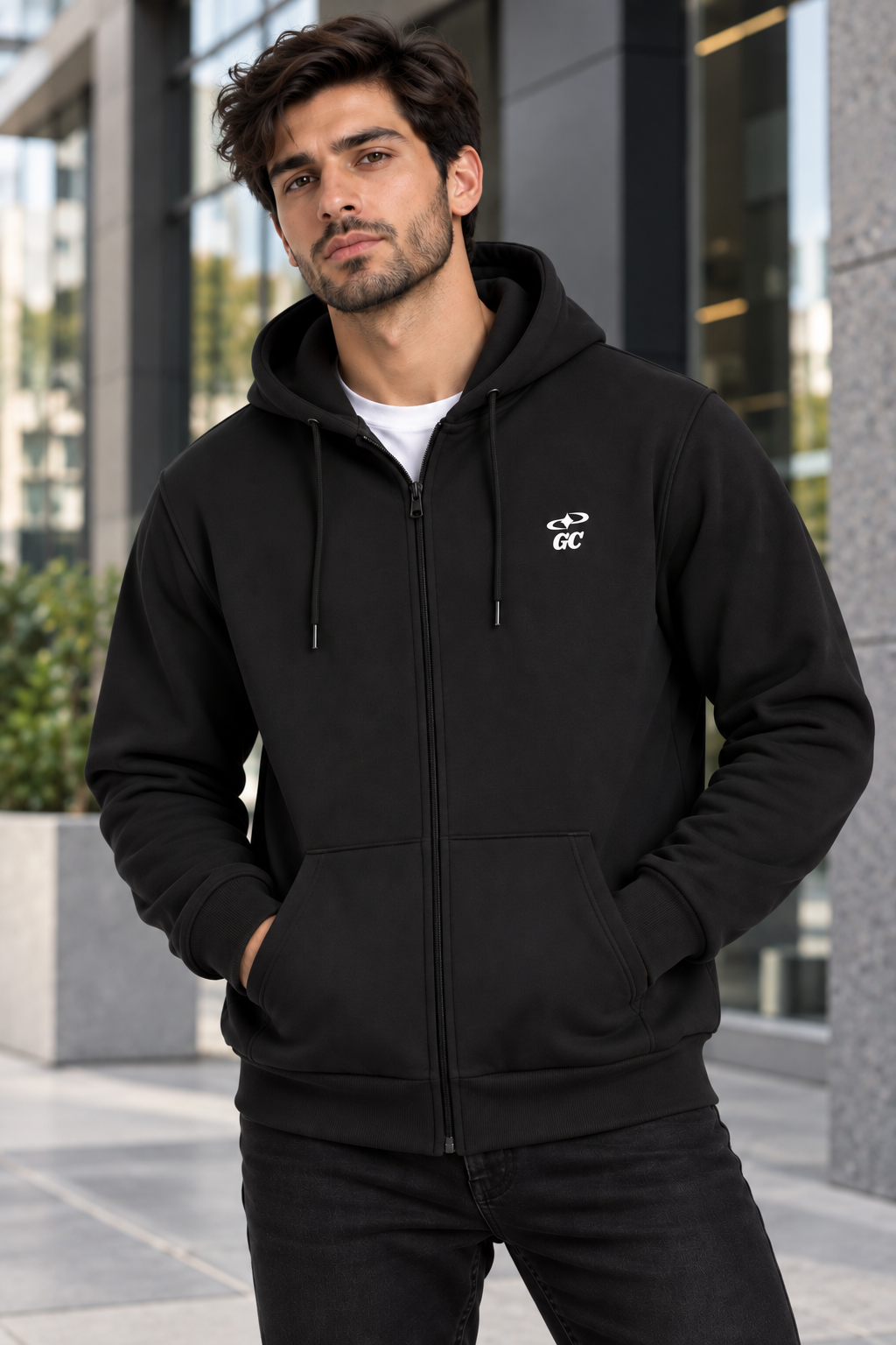 Black Zipper Hoodie