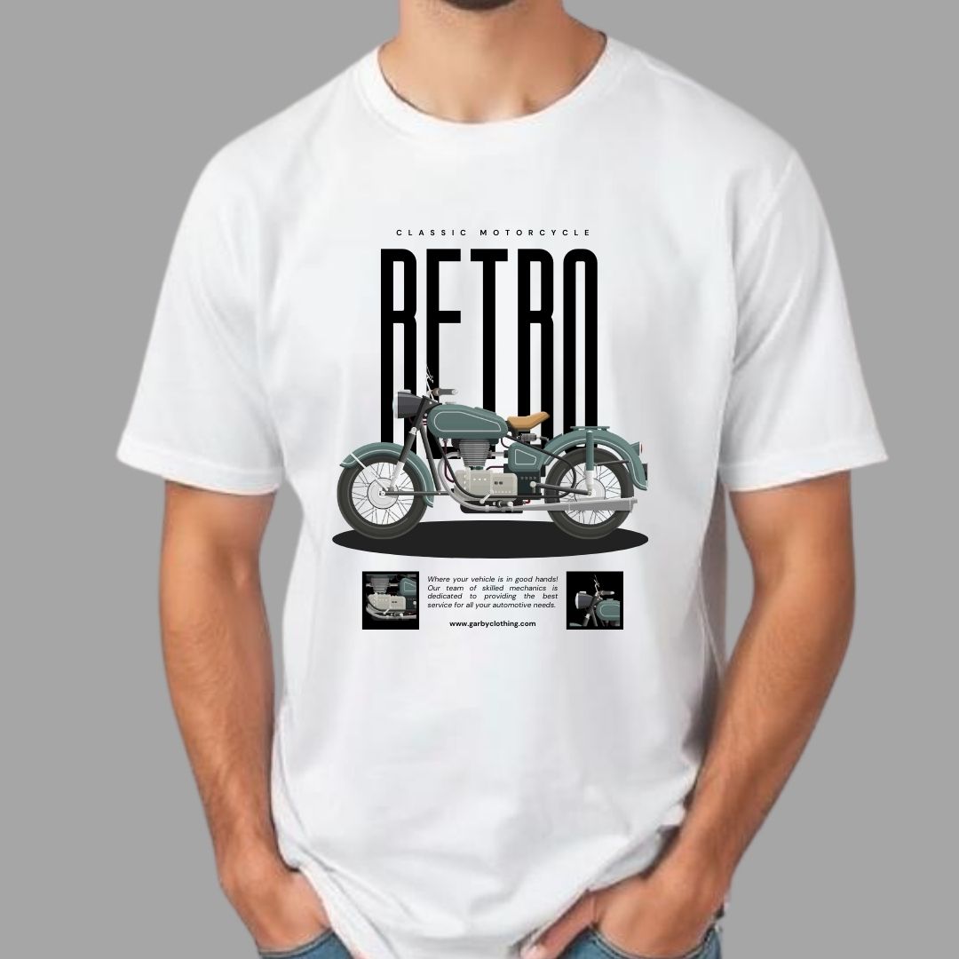 Retro Motorcycle Half Sleeve T-Shirt