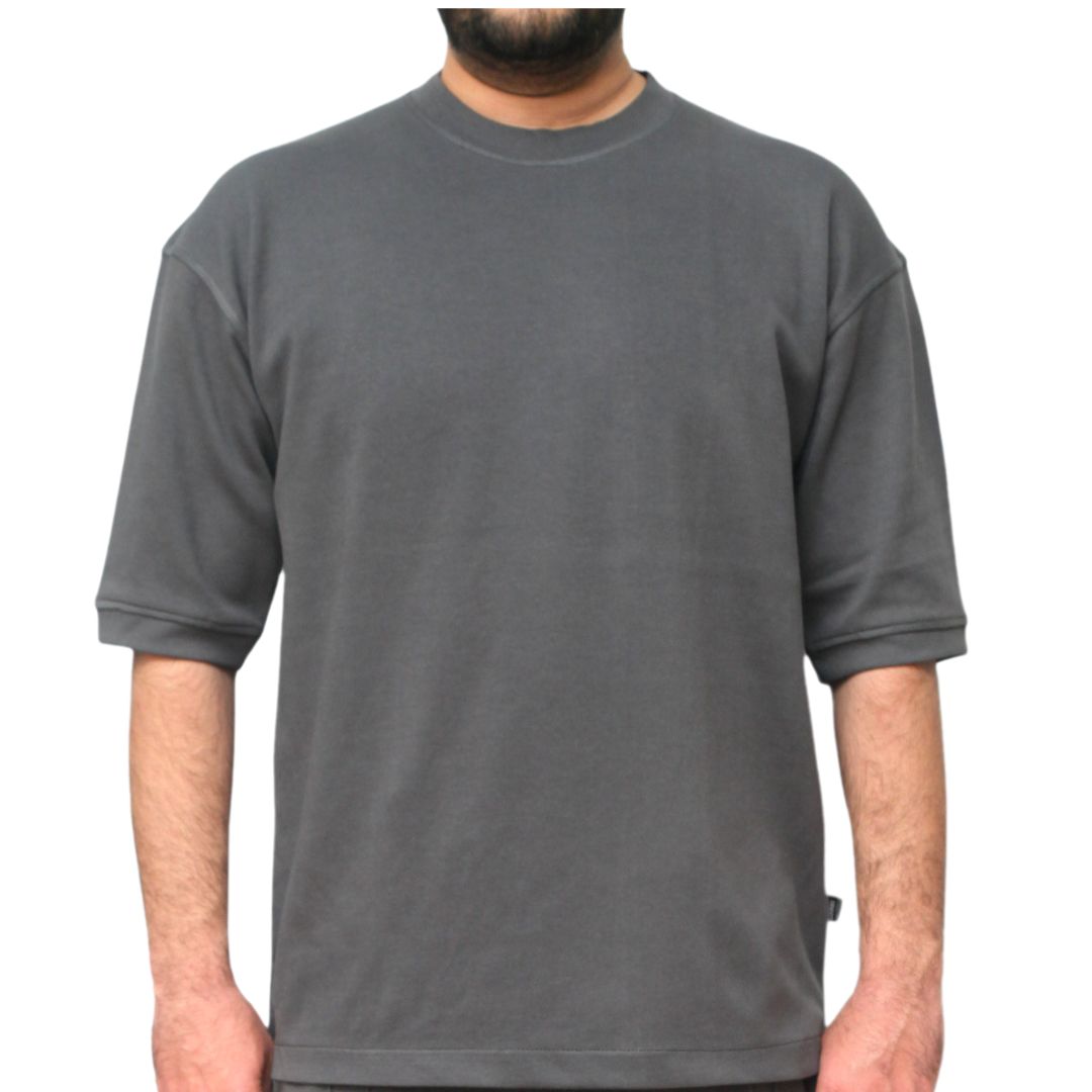 Drop Shoulder Interlock Cotton T-Shirt