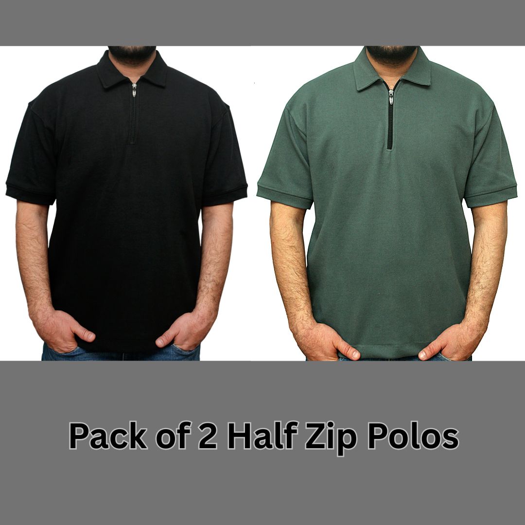 Pack of 2 Half Zip Polos