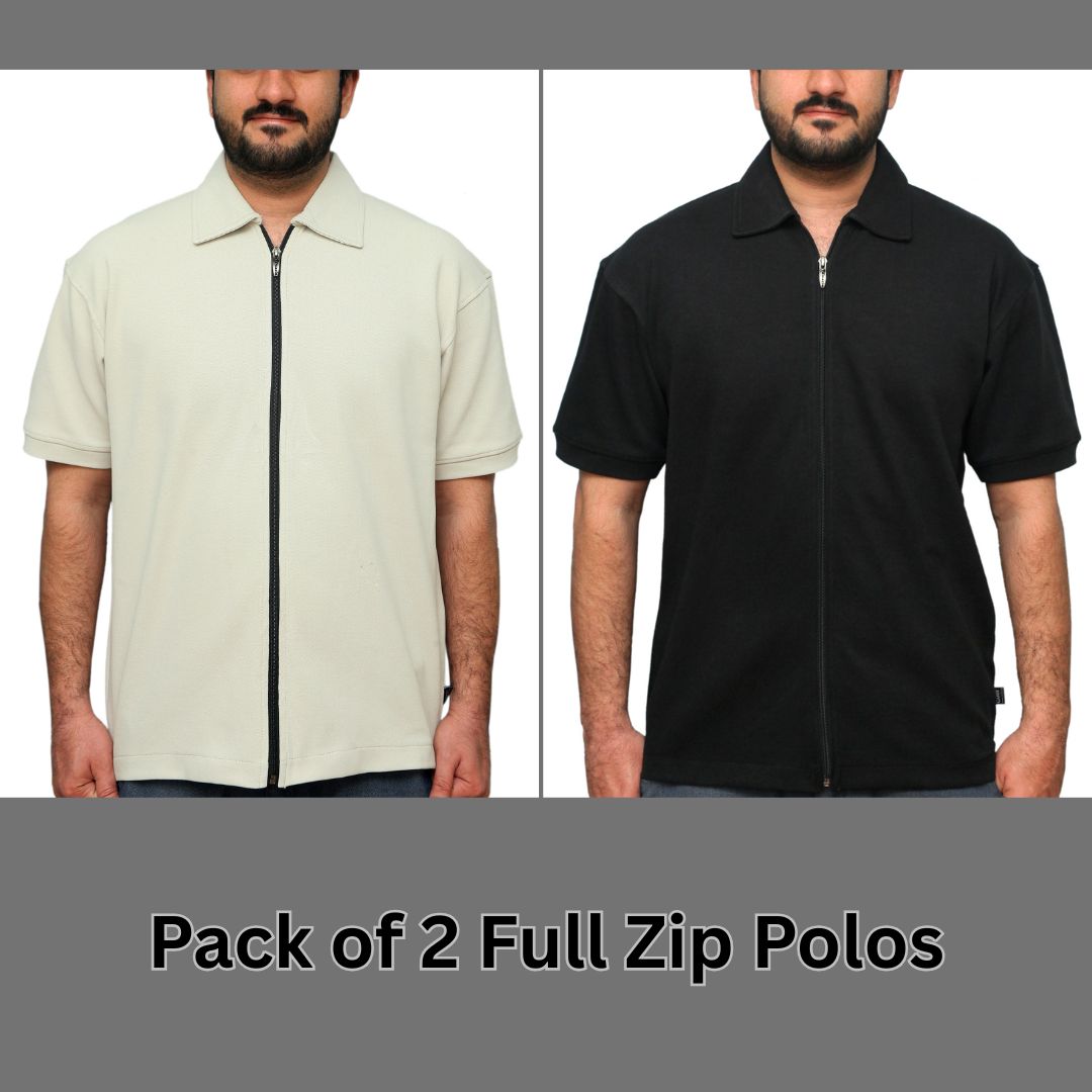 Pack of 2 Full Zip Polos