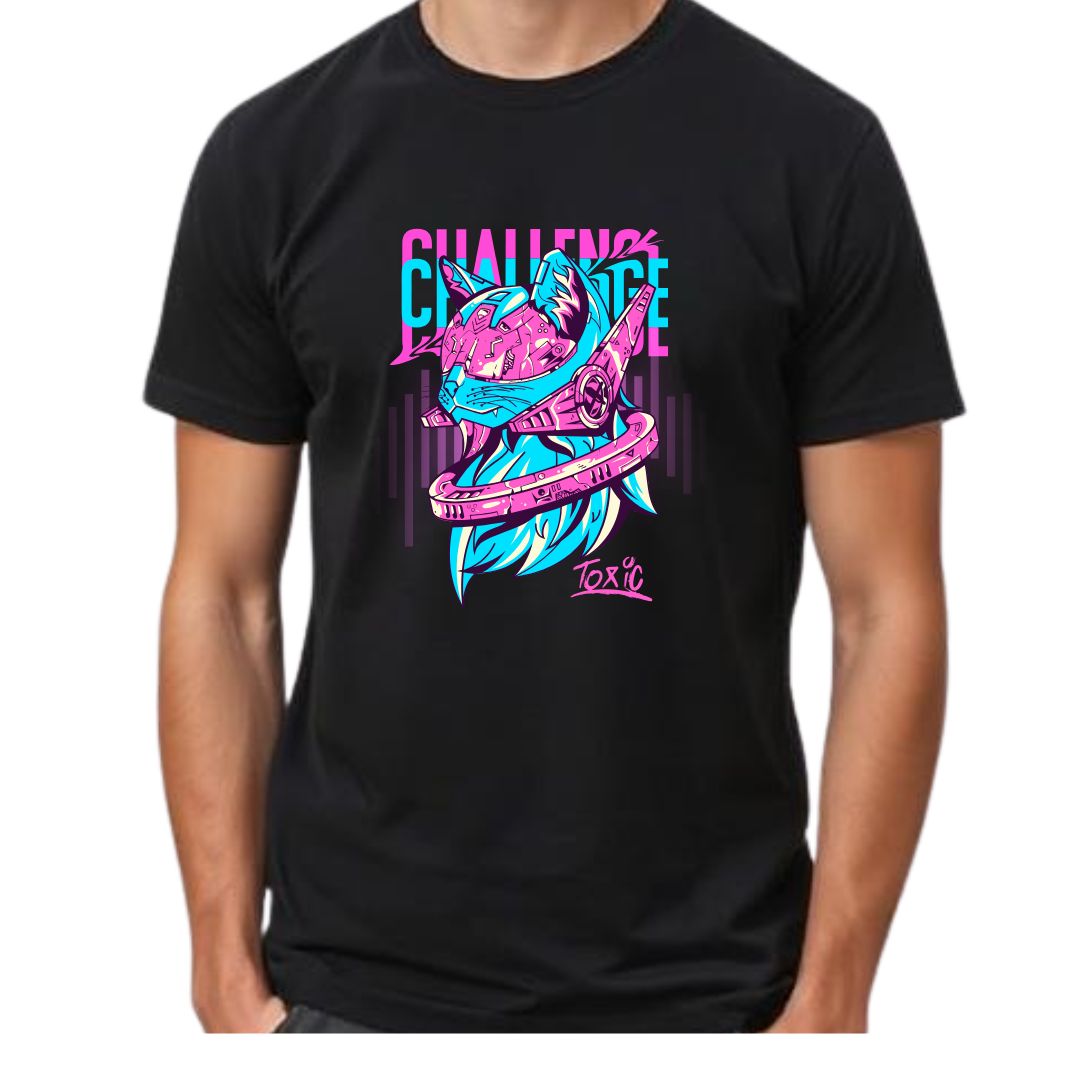 Cyberpunk Cat Half Sleeve T-Shirt