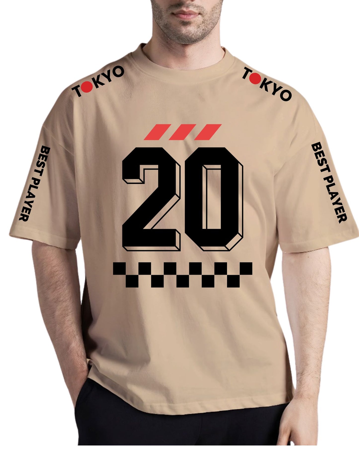 Tokyo Manfinity Beige Drop Shoulder Tee