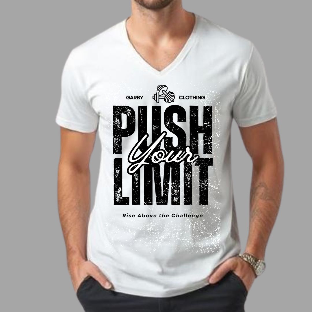 Push Your Limits White V-Neck Tee