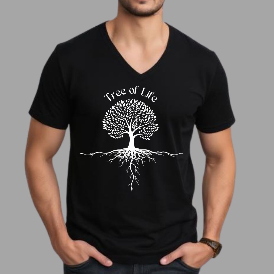 Tree Of Life Black V-Neck Tee