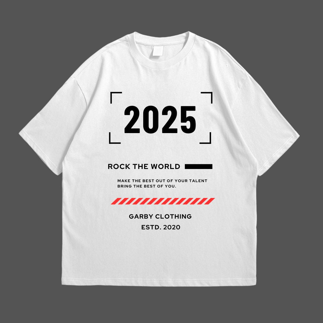 2025 White Drop Shoulder T-Shirt