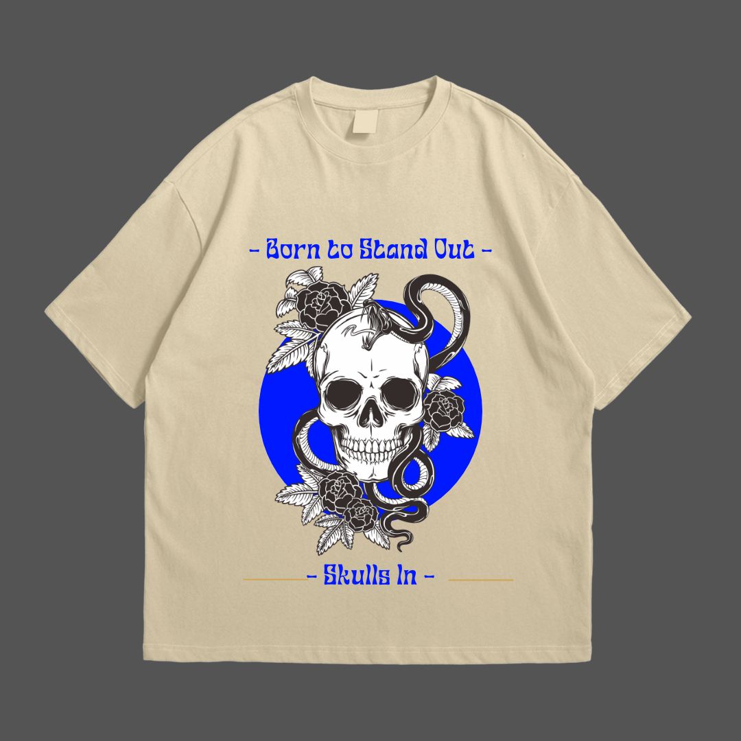 Born to Stand Out Beige Drop Shoulder T-Shirt