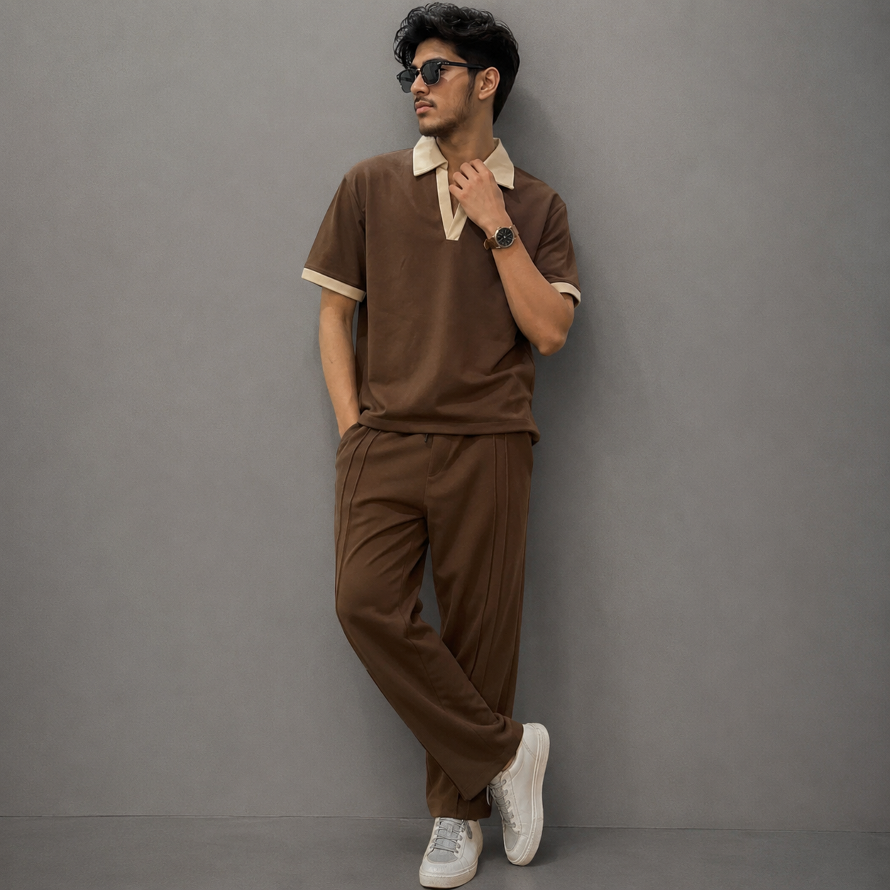 Old Money Brown Co-Ord Set (Shirt+Trouser)