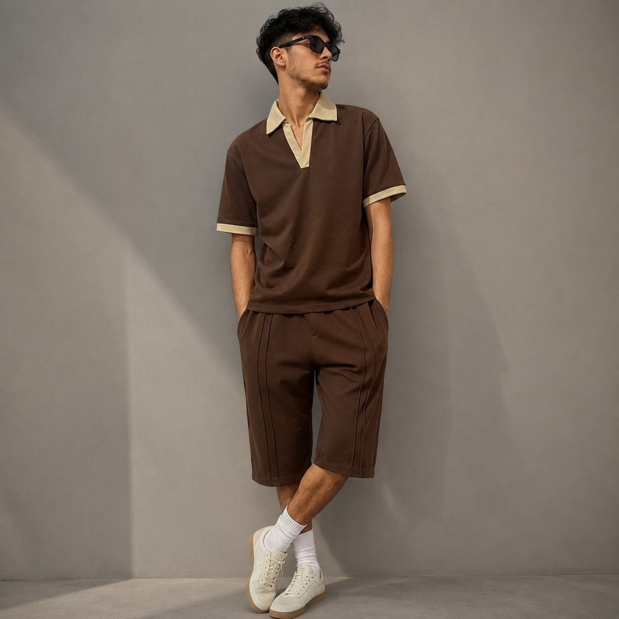 Old Money Brown Co-Ord Set (Shirt+Short)
