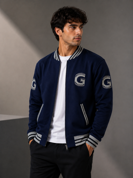 Navy Blue Bomber Jacket