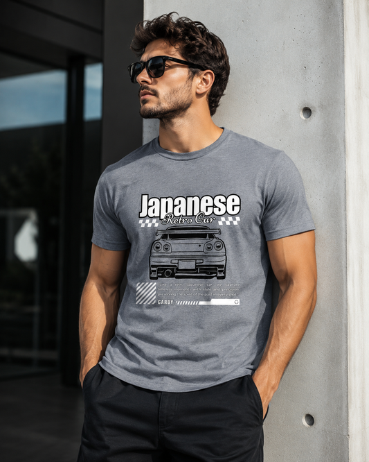 Japanese Retro Car Half Sleeve T-Shirt