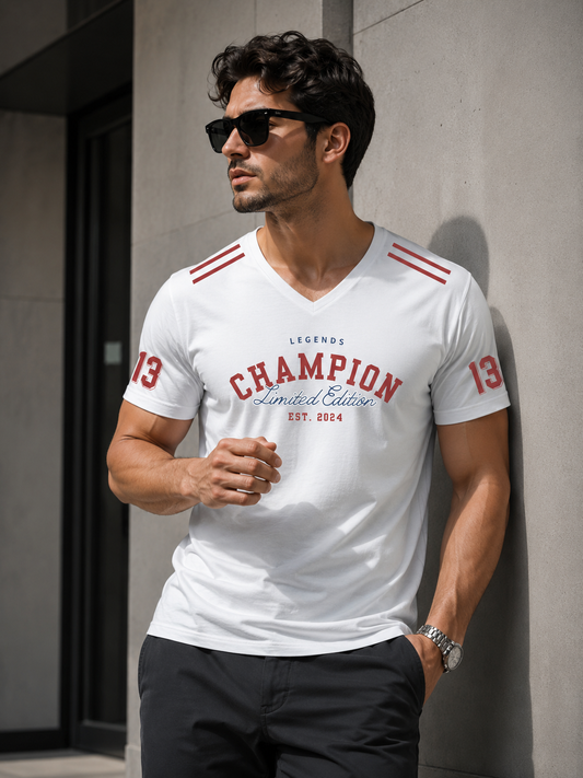 Champion White V-Neck Tee