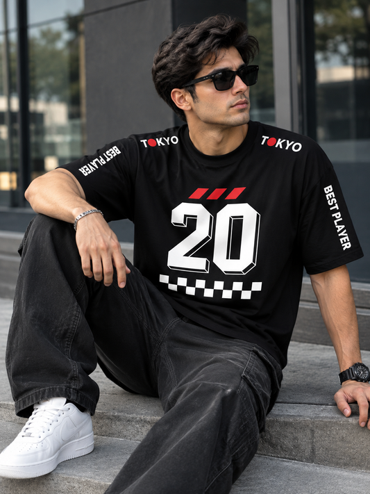 Tokyo Manfinity Black Drop Shoulder Tee