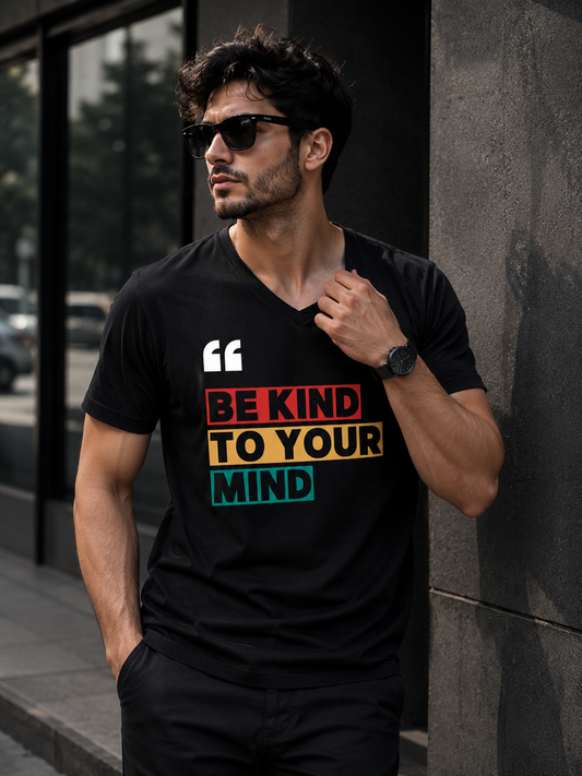 Be Kind Black V-Neck Tee