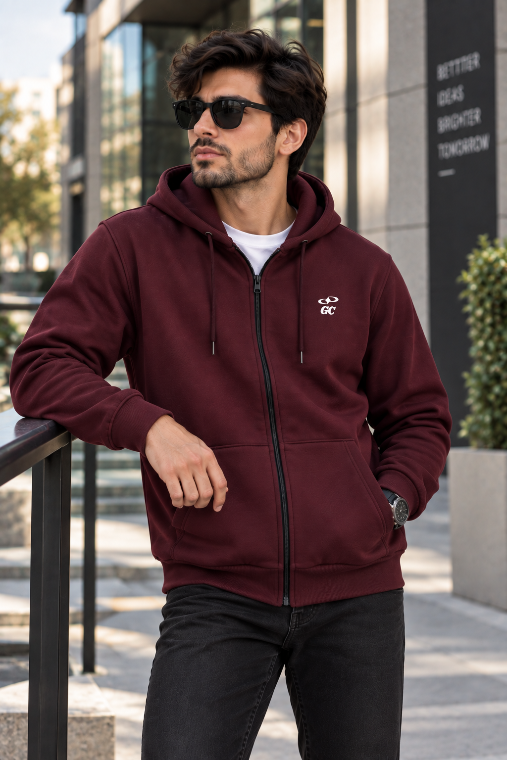 Maroon Zipper Hoodie