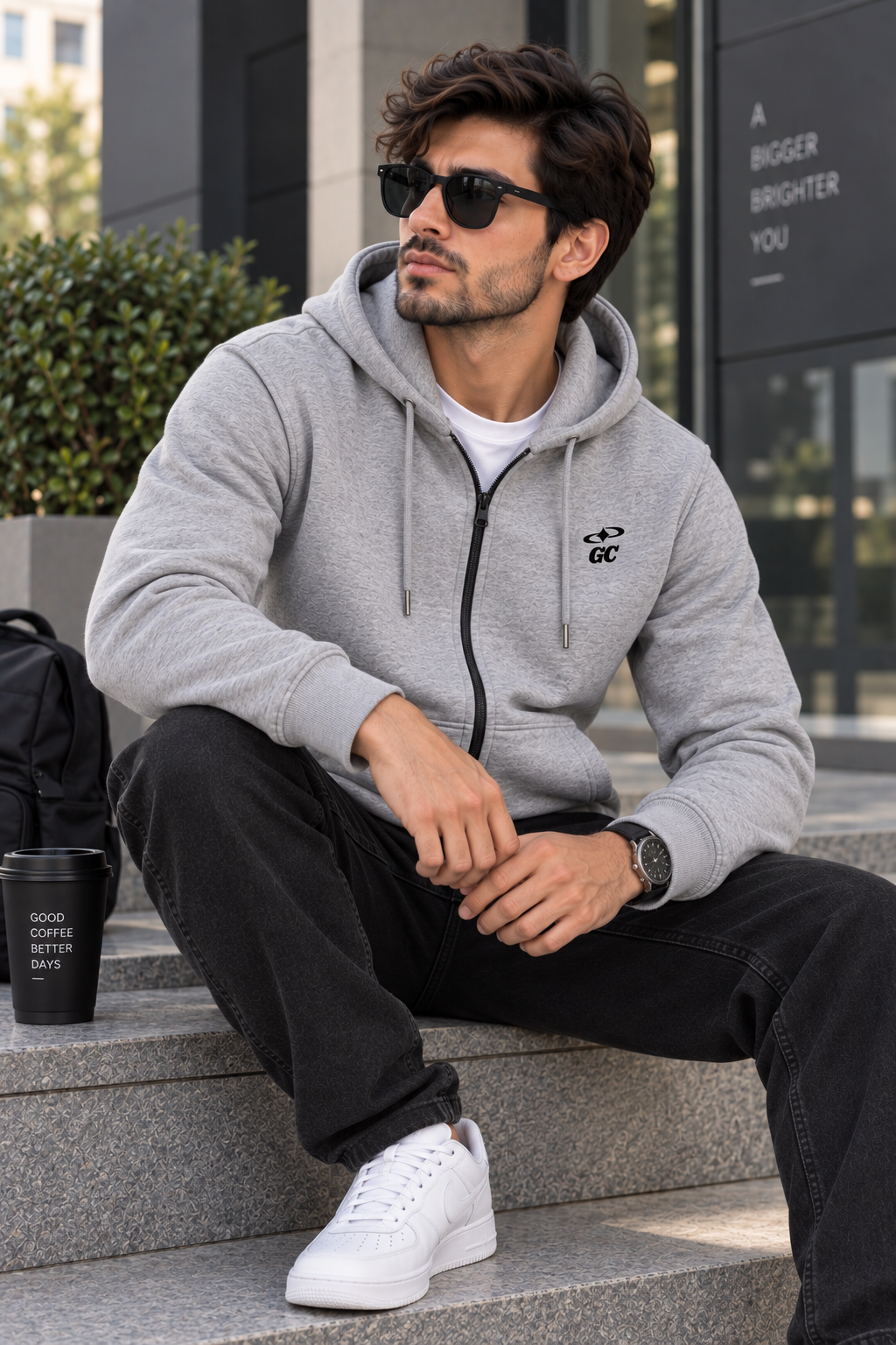 Heather Grey Zipper Hoodie