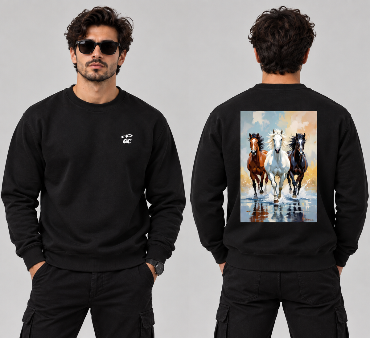 3 Horse Painting Sweatshirt