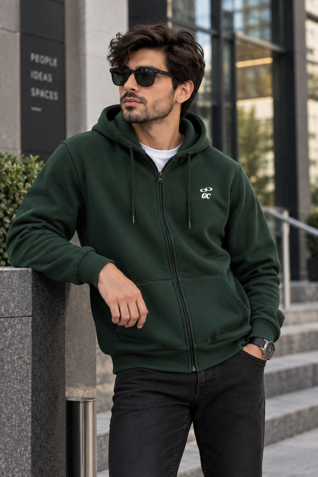 Dark Green Zipper Hoodie