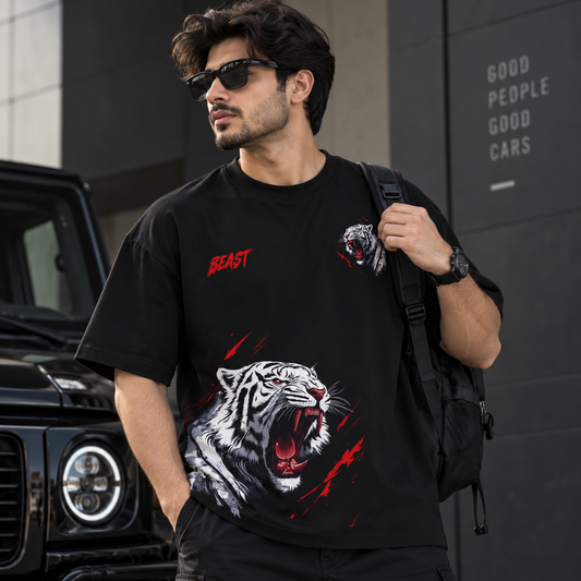 Beast Black Drop Shoulder T-Shirt