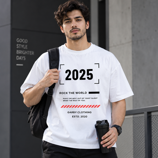 2025 White Drop Shoulder T-Shirt
