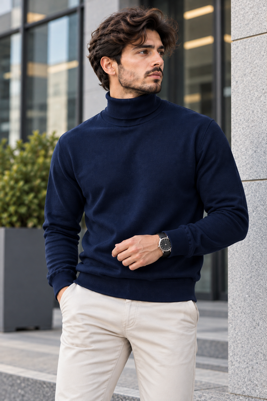 Navy blue High Neck