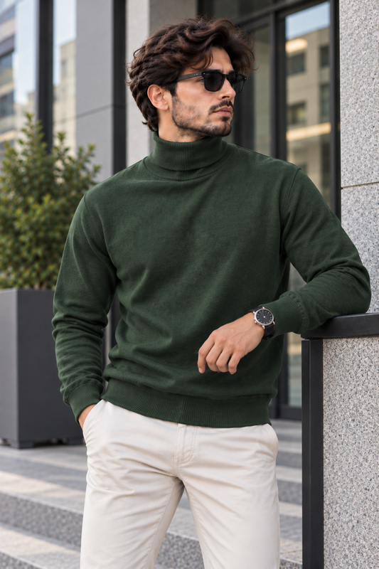 Dark Green High Neck