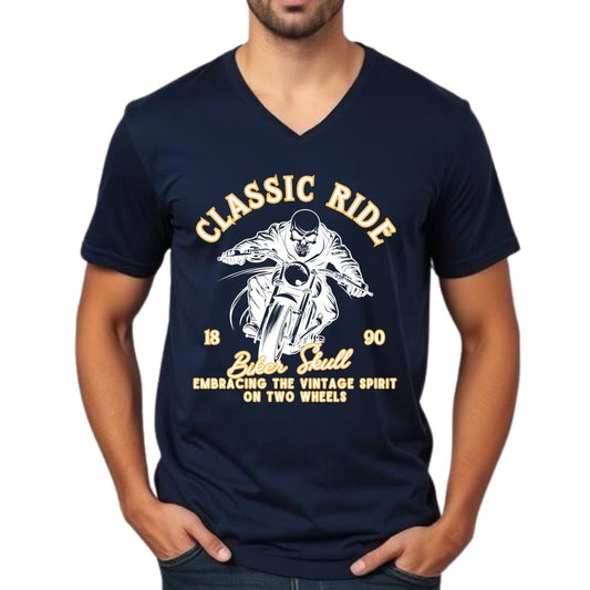 Classic Ride Navy Blue V-Neck Tee