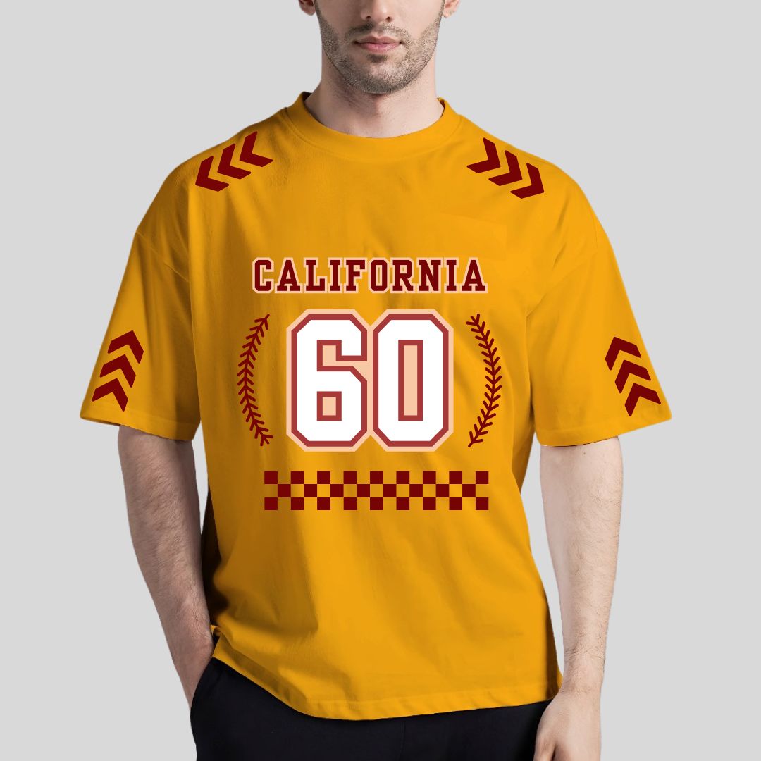 California Manfinity Mustard Drop Shoulder Tee