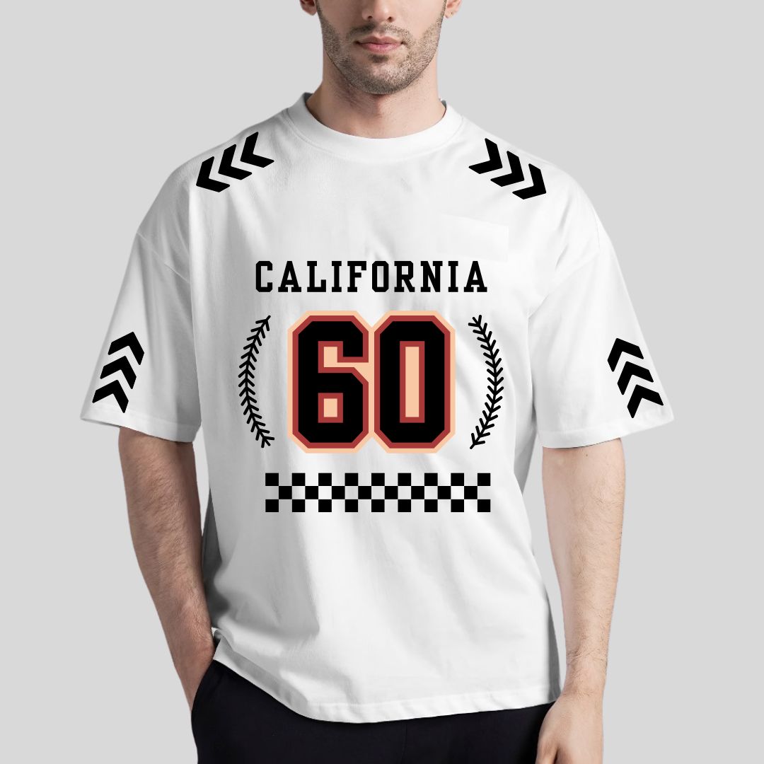 California Manfinity White Drop Shoulder Tee