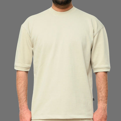Drop Shoulder Interlock Cotton T-Shirt