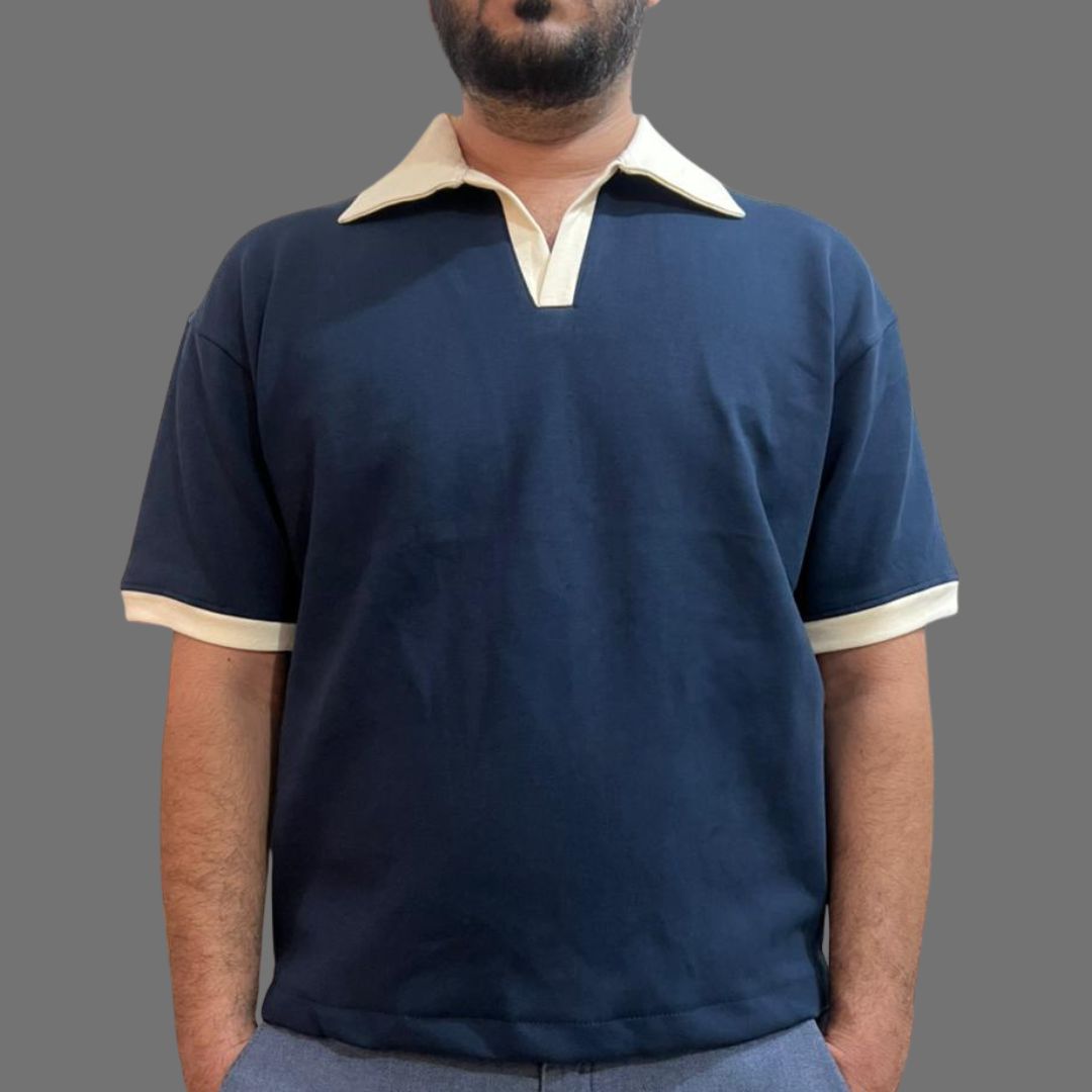 Old Money Navy Blue Polo Shirt