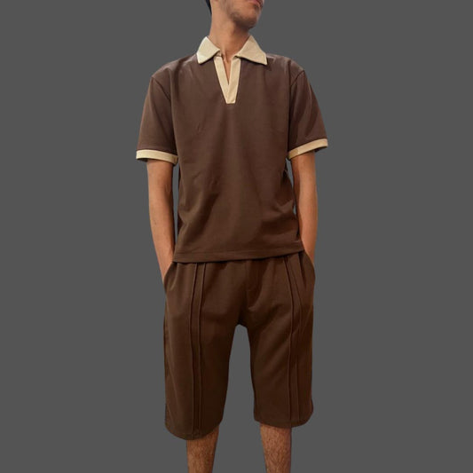 Old Money Brown Co-Ord Set (Shirt+Short)