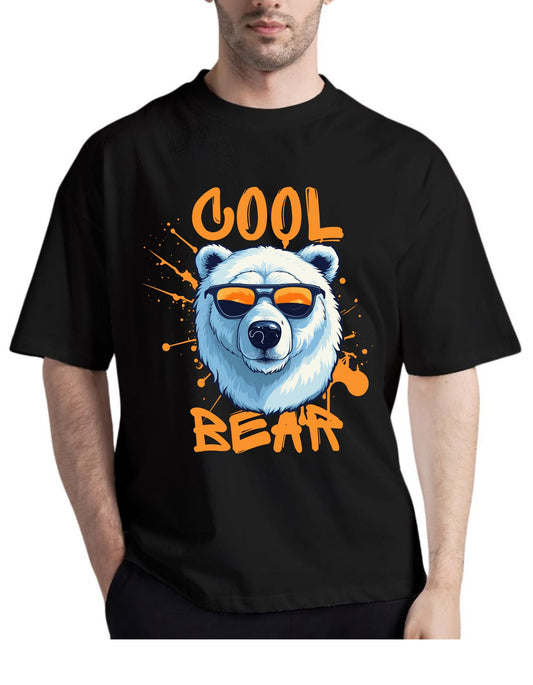 Cool Bear Black Drop Shoulder T-Shirt