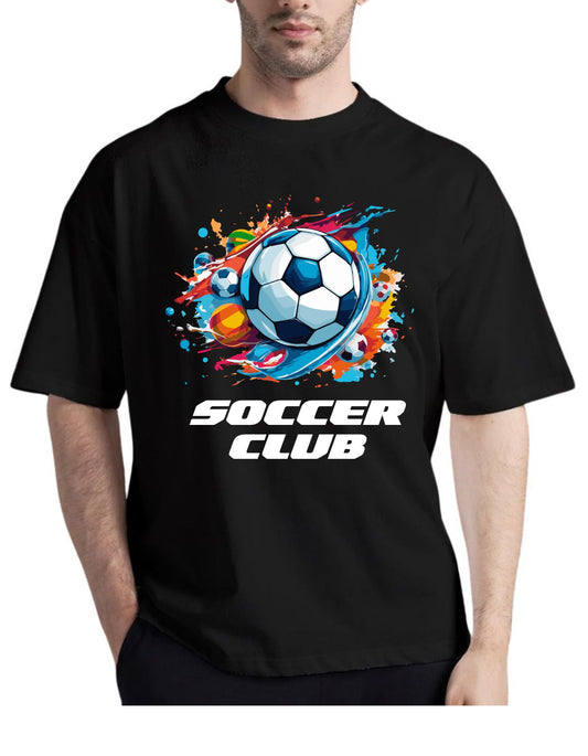 Soccer Club Black Drop Shoulder T-Shirt