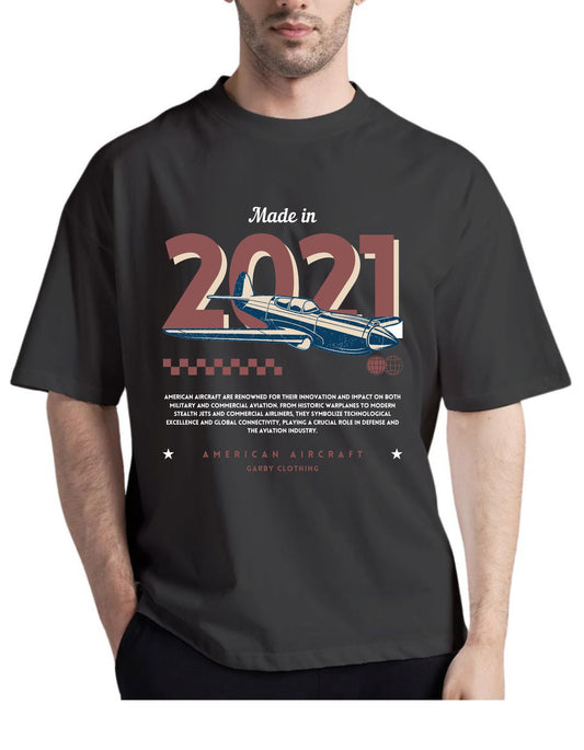 2021 American Aircraft Dark Grey Drop Shoulder T-Shirt