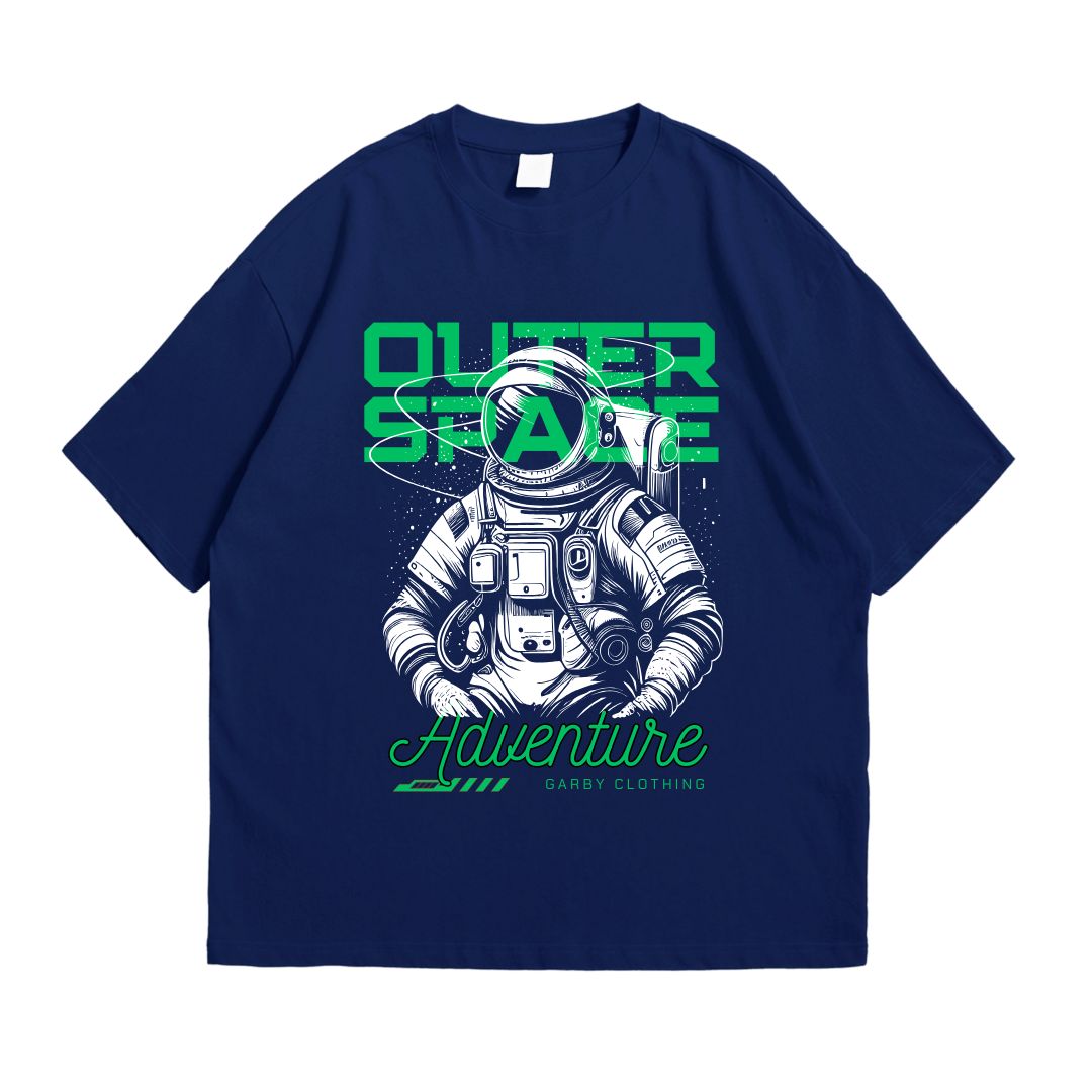 Outer Space Navy Blue Drop Shoulder T-Shirt
