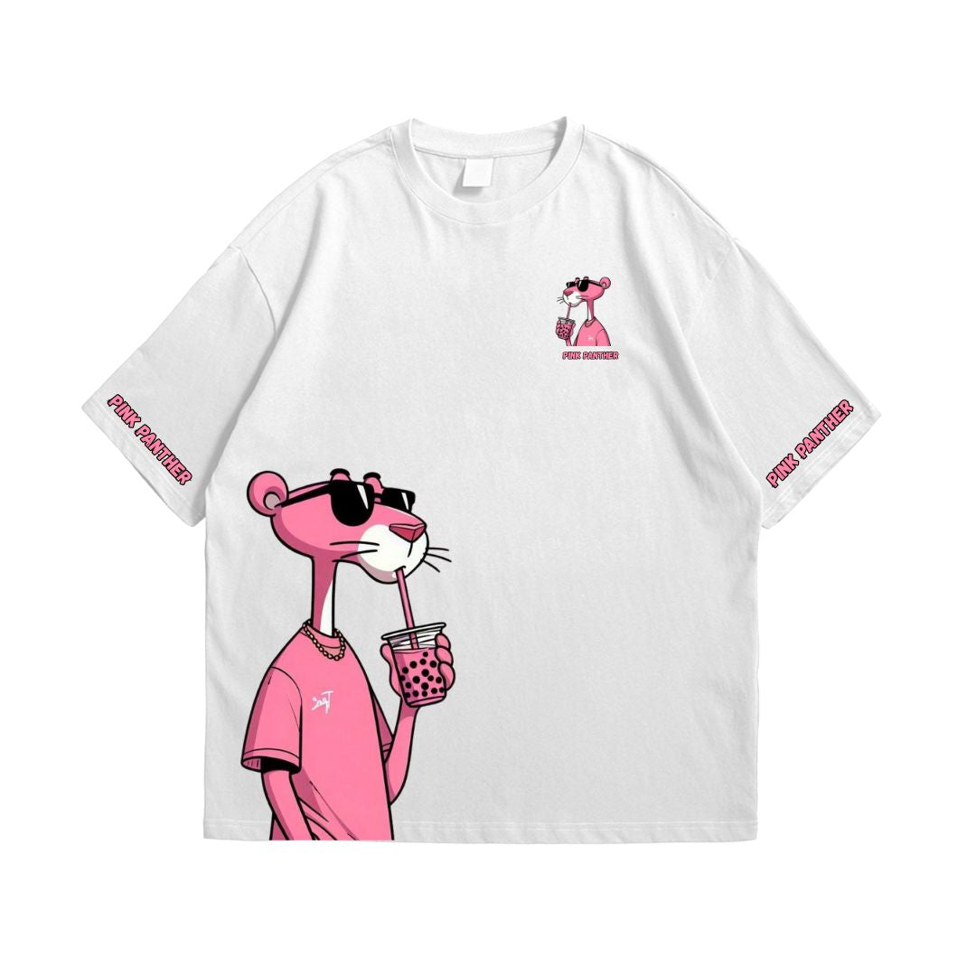 Pink Panther White Drop Shoulder T-Shirt