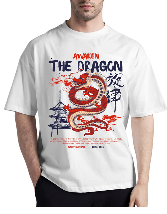 The Dragon White Drop Shoulder T-Shirt