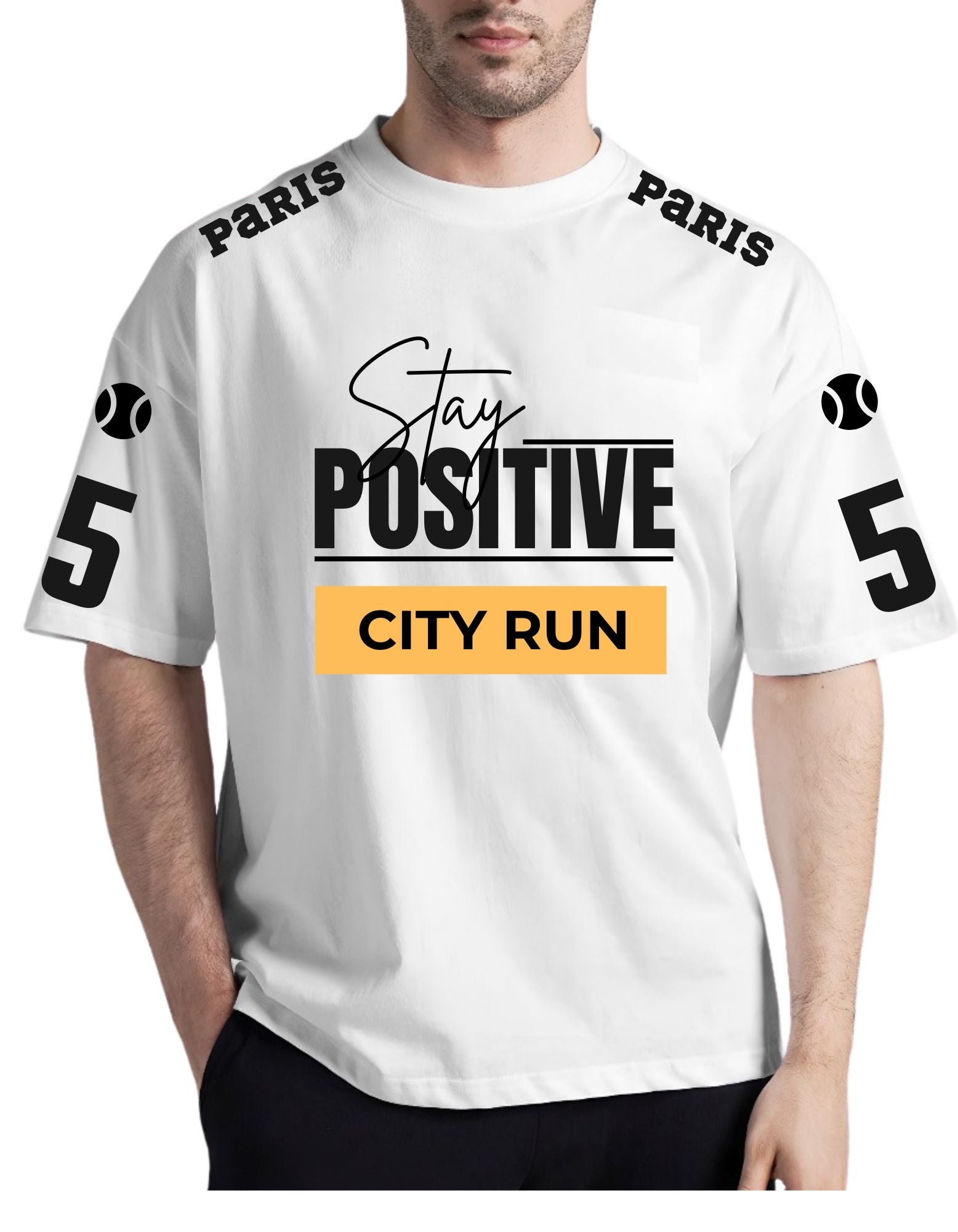 Stay Positive White Drop Shoulder Tee