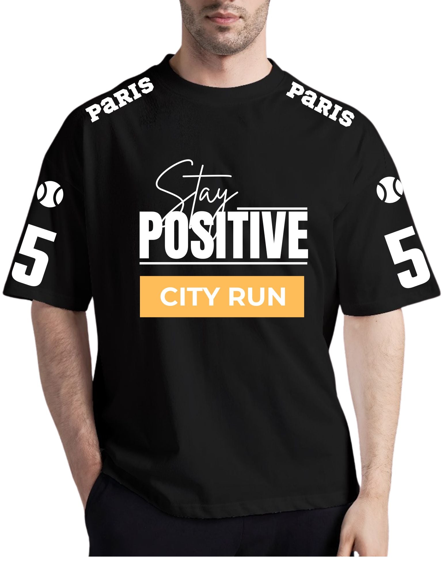 Stay Positive Black Drop Shoulder Tee