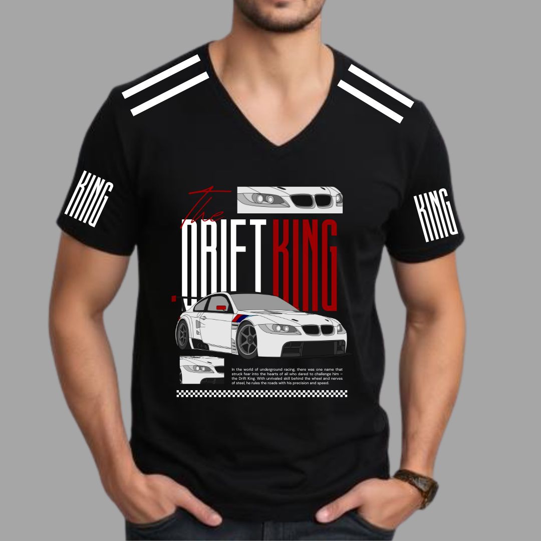 Drift King Black V-Neck Tee