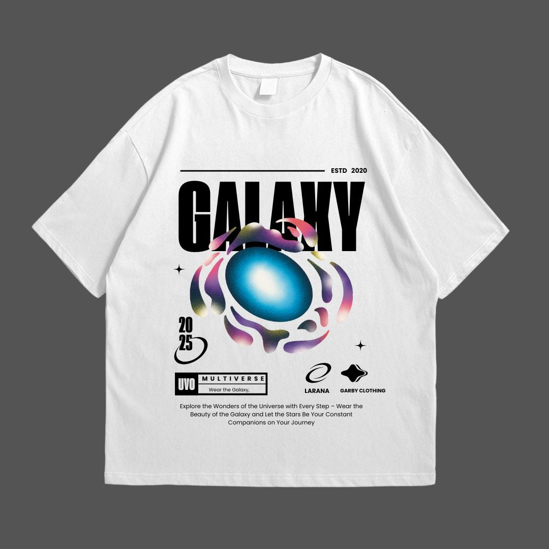 Galaxy White Drop Shoulder T-Shirt