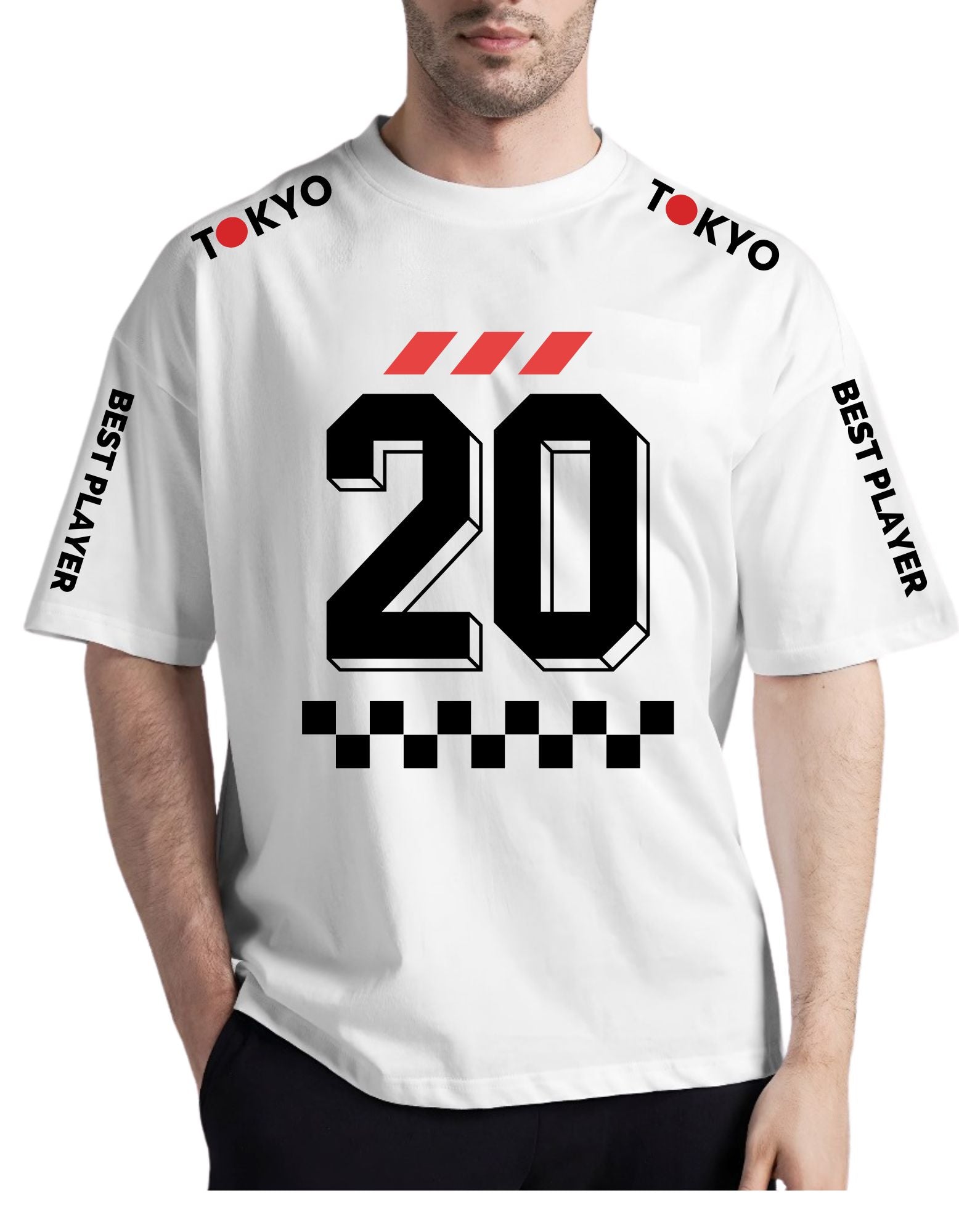 Tokyo Manfinity White Drop Shoulder Tee
