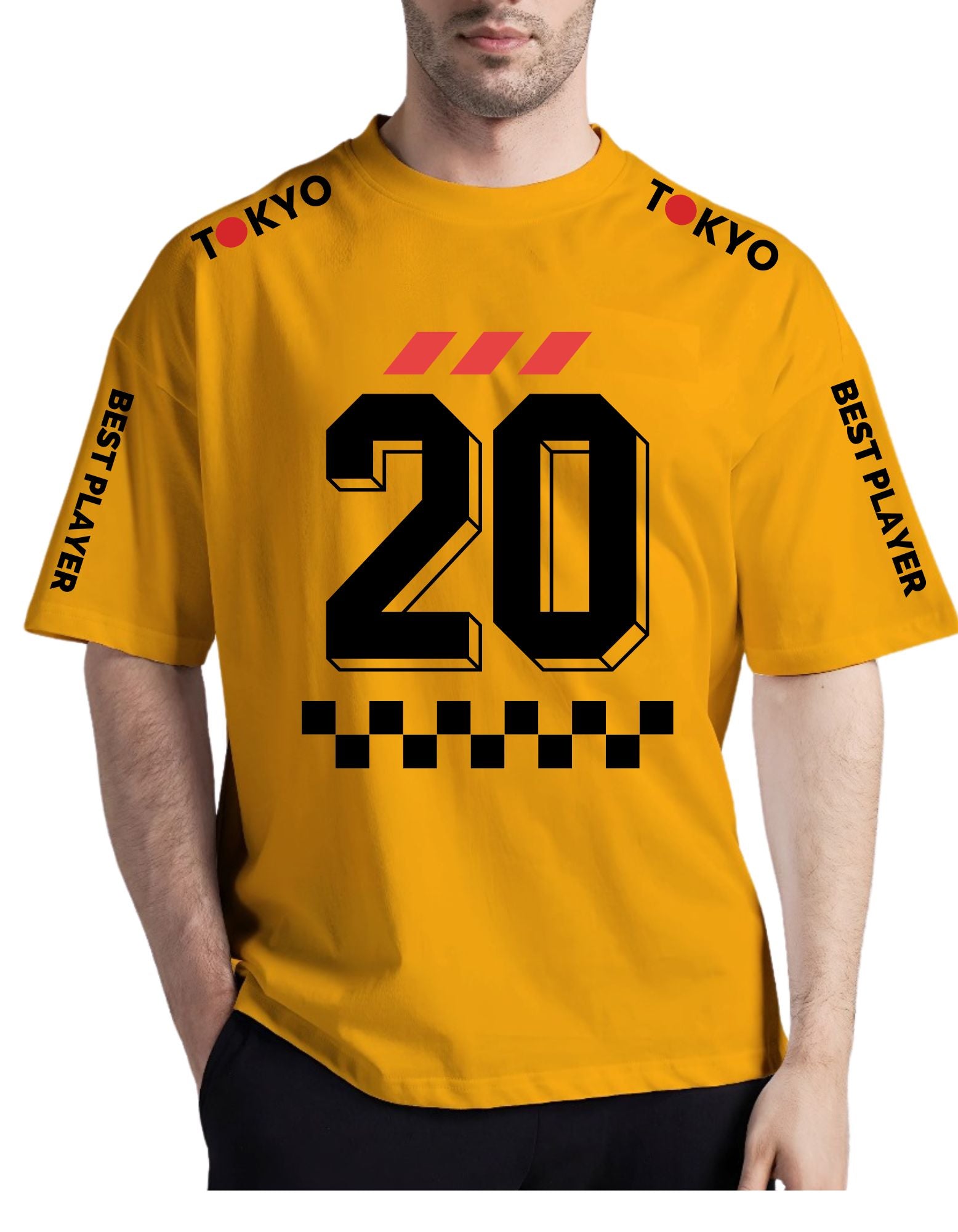 Tokyo Manfinity Mustard Drop Shoulder Tee