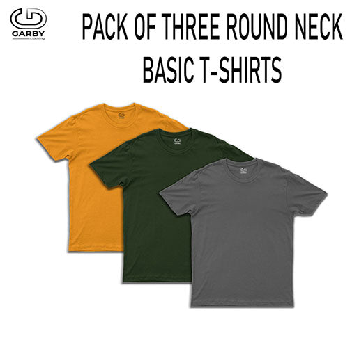 Pack of 3 Basic Crew Neck Half Sleeve T-Shirts