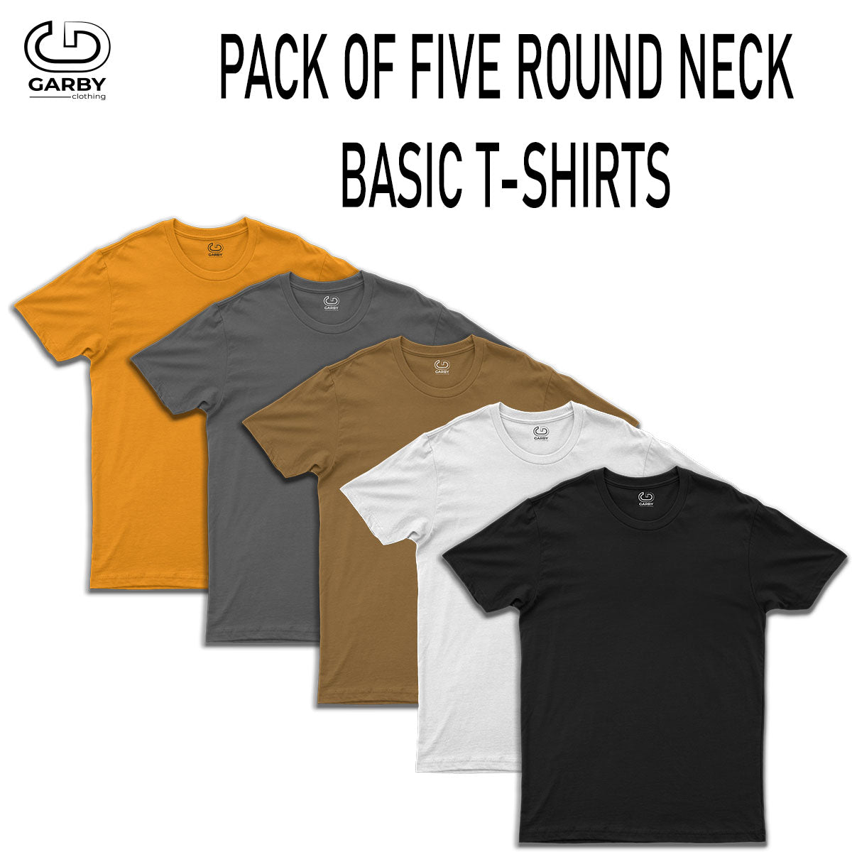 Pack of 5 Basic Crew Neck Half Sleeve T-Shirts