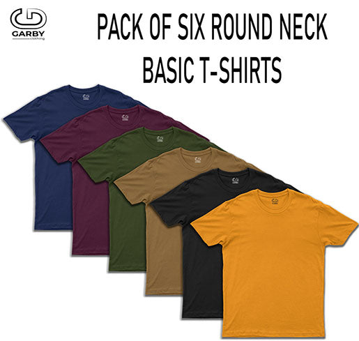 Pack of 6 Crew Neck Half Sleeve T-Shirts