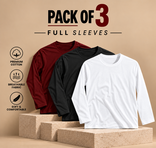 Pack of 3 Full Sleeves T-shirts