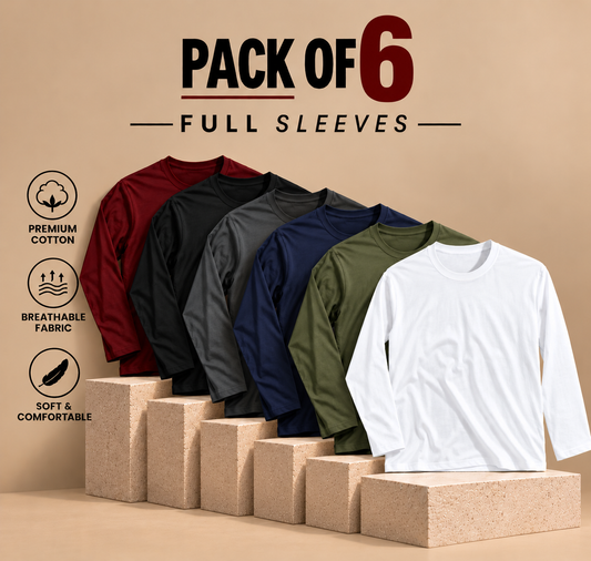 Pack of 6 Full Sleeves T-shirts