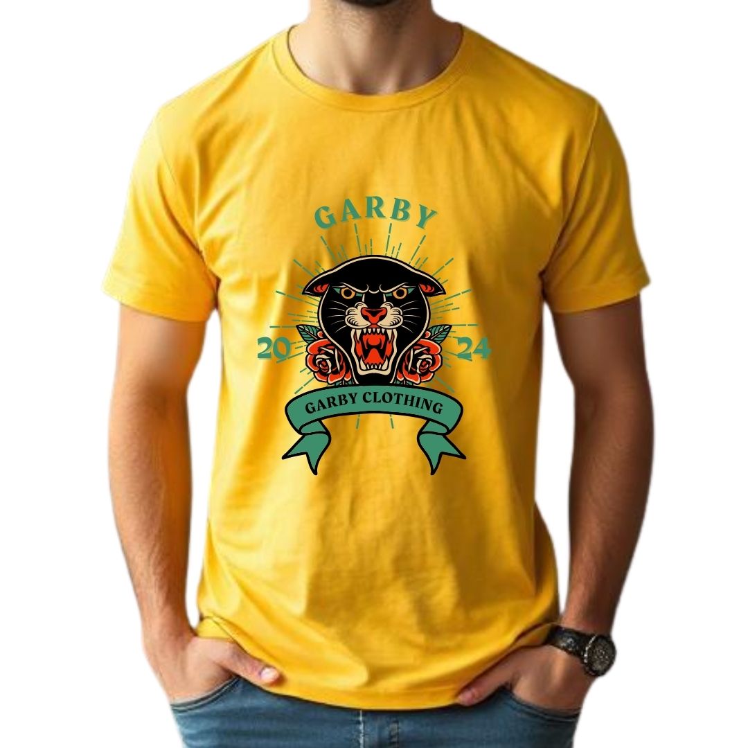 Panther Face Half Sleeve T-Shirt